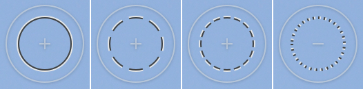 New tools cursors. From left to right: the adjustments brush, healing brush, clone stamp brush, and eraser.